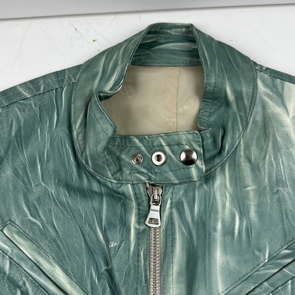 Sabani turquoise white marbled leather jacket made in Italy size xxs - Picture 2 of 15